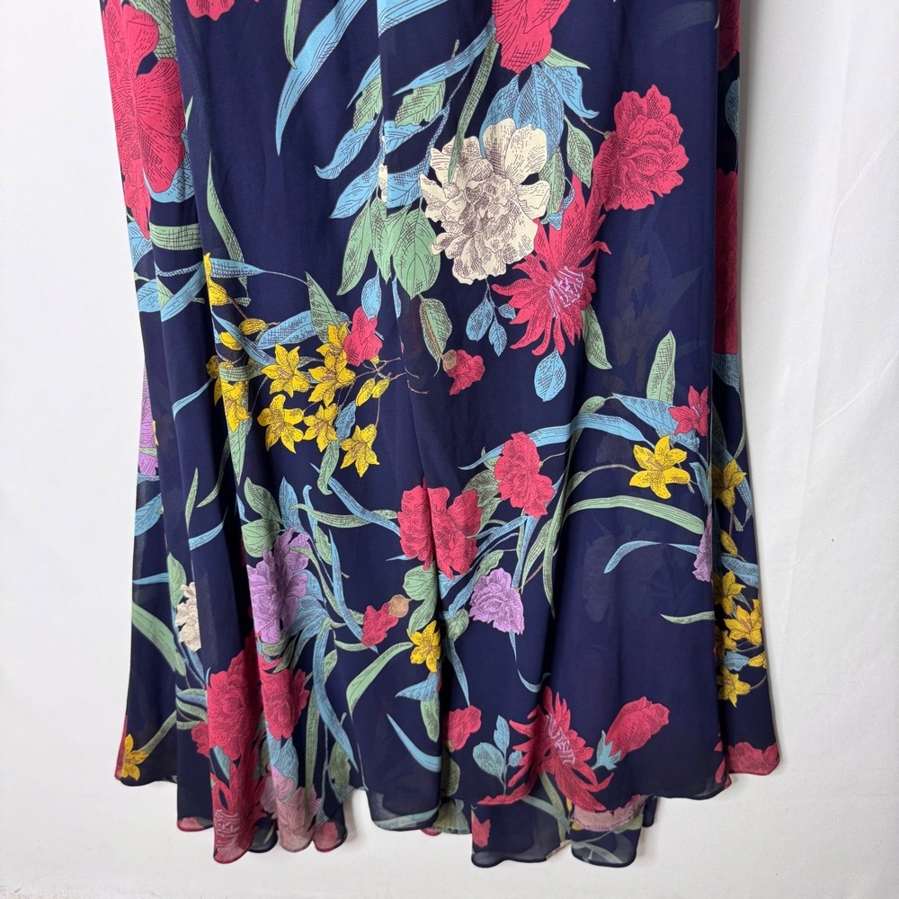 Lulus Blue Floral Halter Maxi Dress L Open Back Wedding Whimsigoth Dark Fairy - Picture 11 of 15